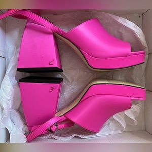 Circus by Sam Edelman Pink Satin Miranda Platform Ankle Strap Block Heel Sandal